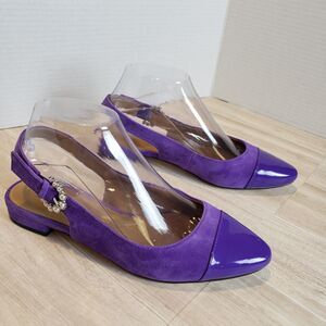 Talbots Purple Pointed Toe Slingback Flats Leather Suede Womens Size 7M
